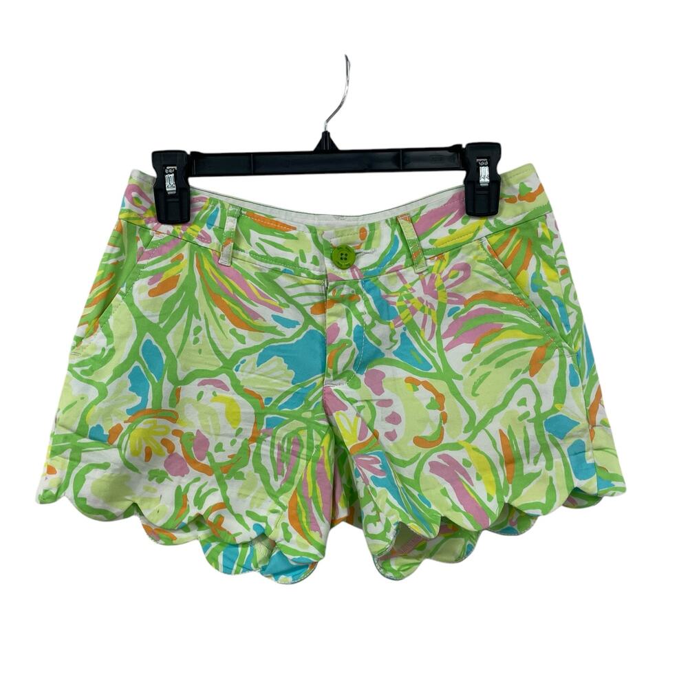 Lilly Pulitzer The Buttercup Short Green Multi Elephant Ears Leaf Print Size 00